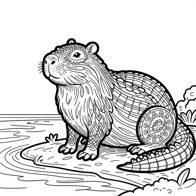 Capybara Family - Free printable coloring page