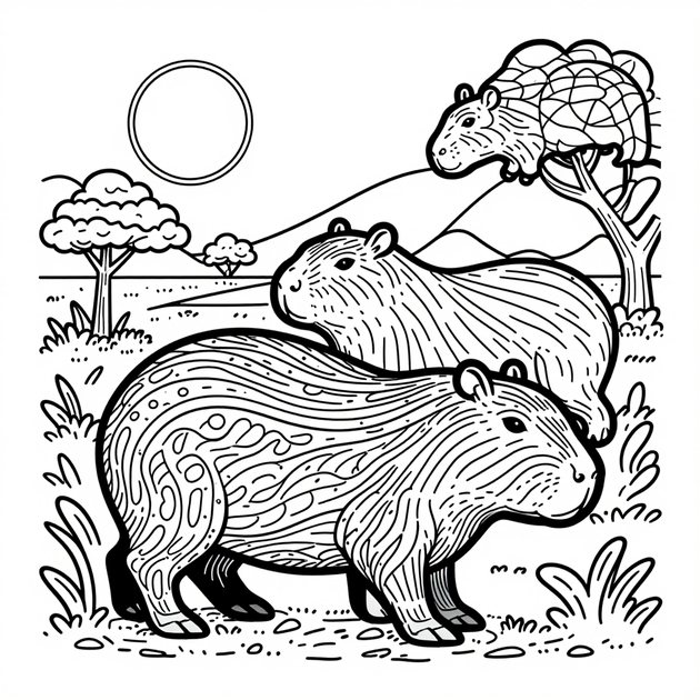 Caiman Friends - Free printable coloring page