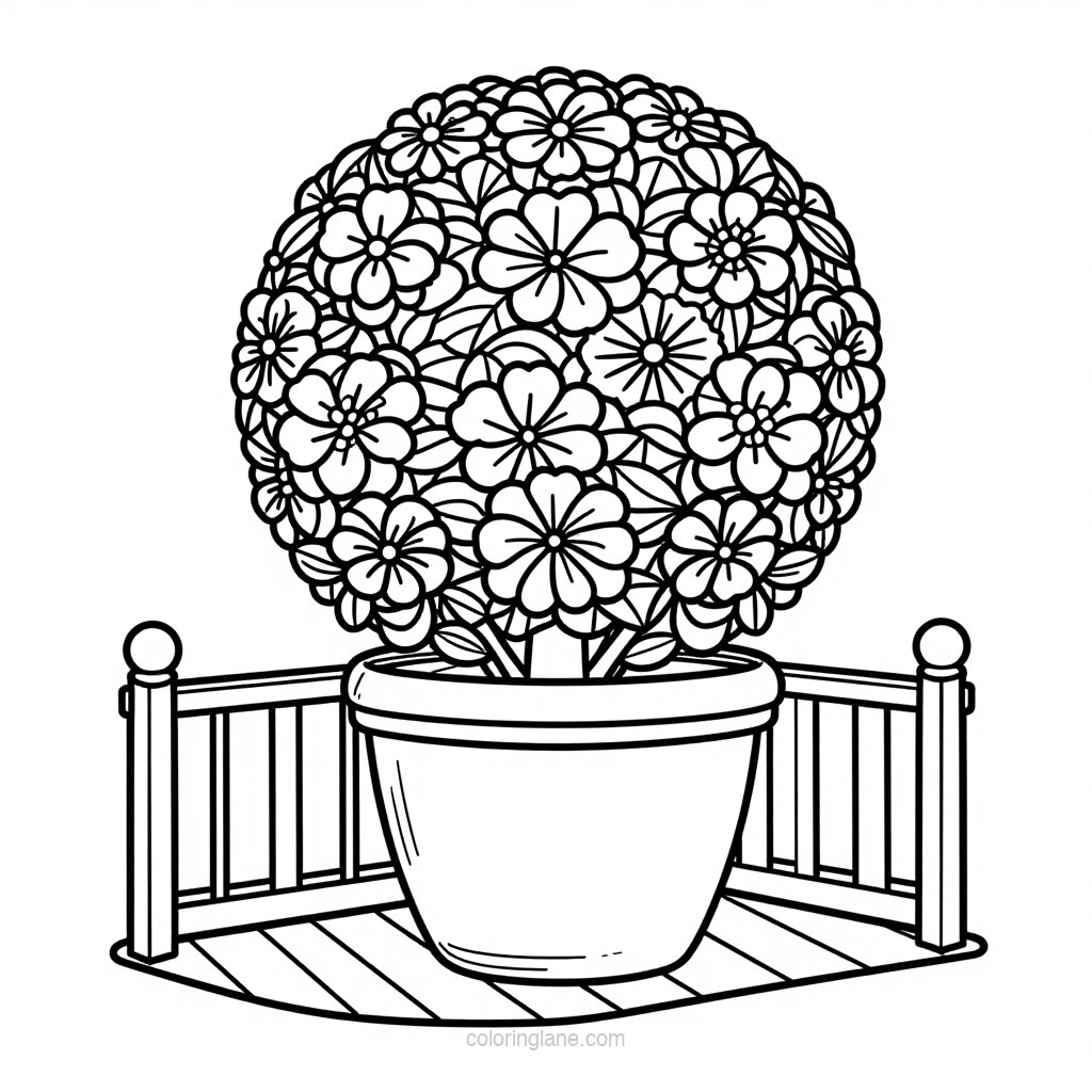 Potted Gardenia - free printable coloring page