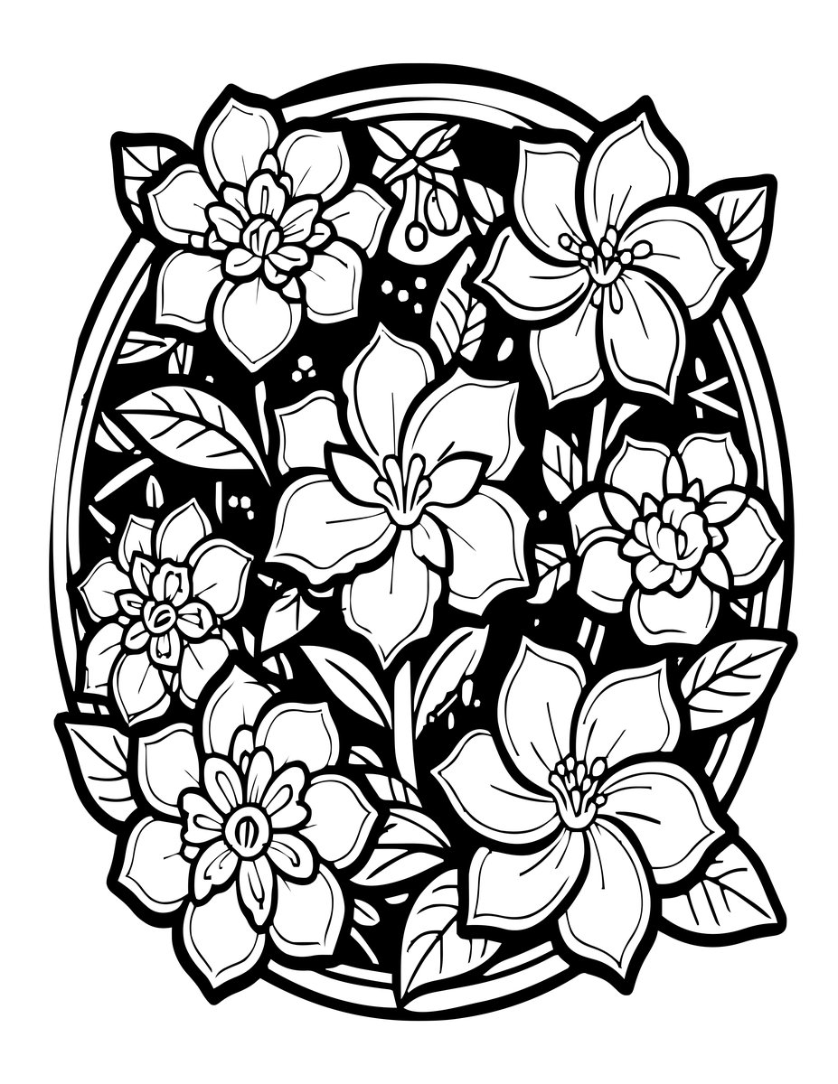 Gardenia at Night - free printable coloring page