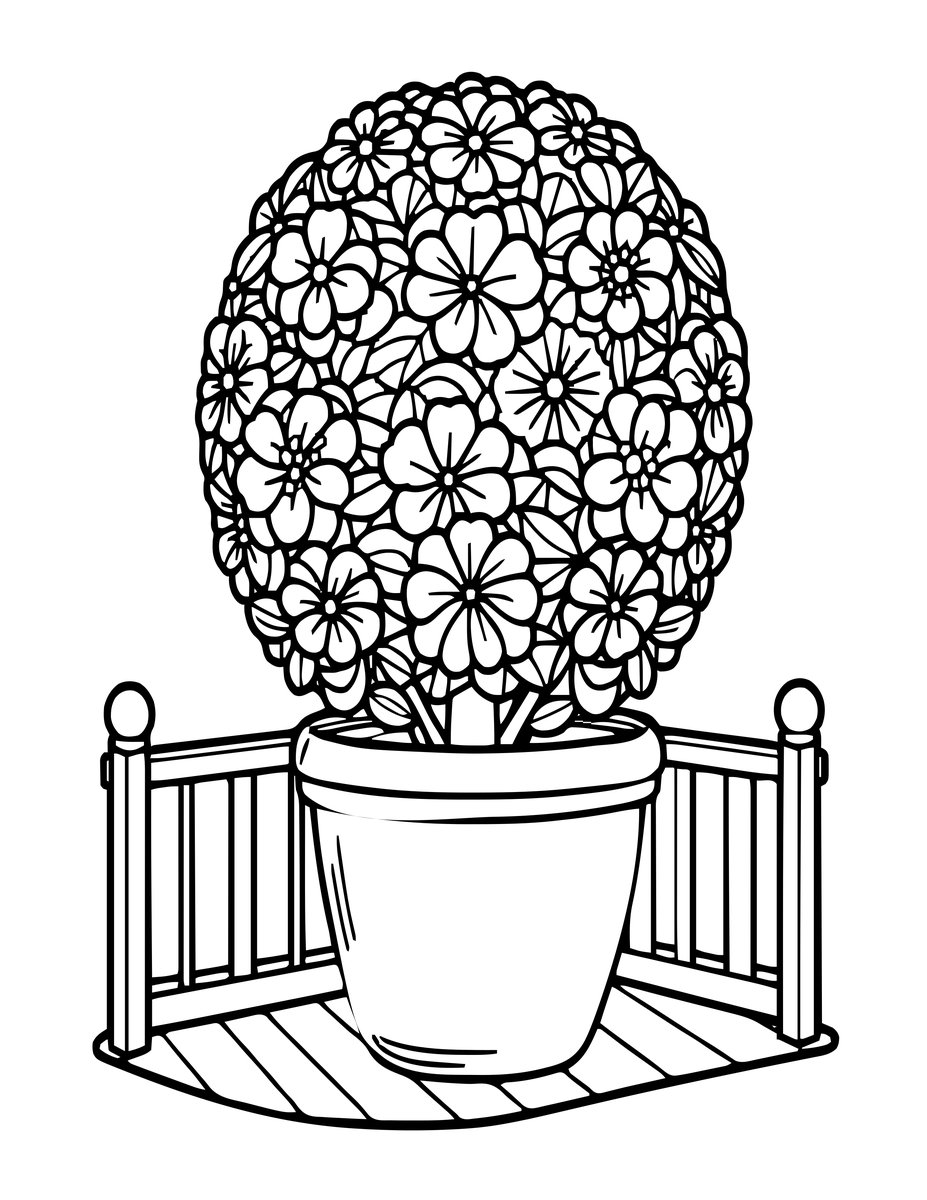 Gardenia Topiary - free printable coloring page