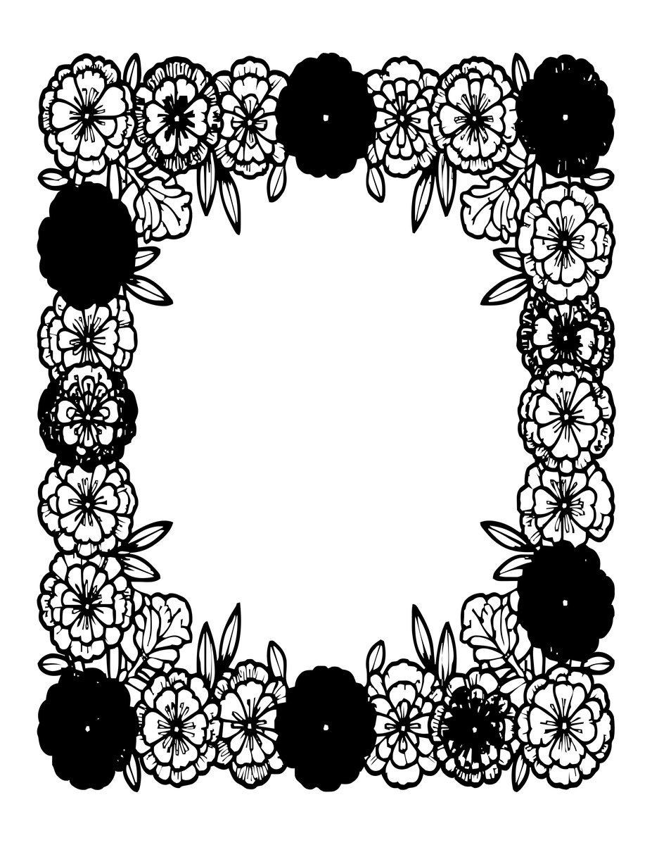 Carnation Border - free printable coloring page