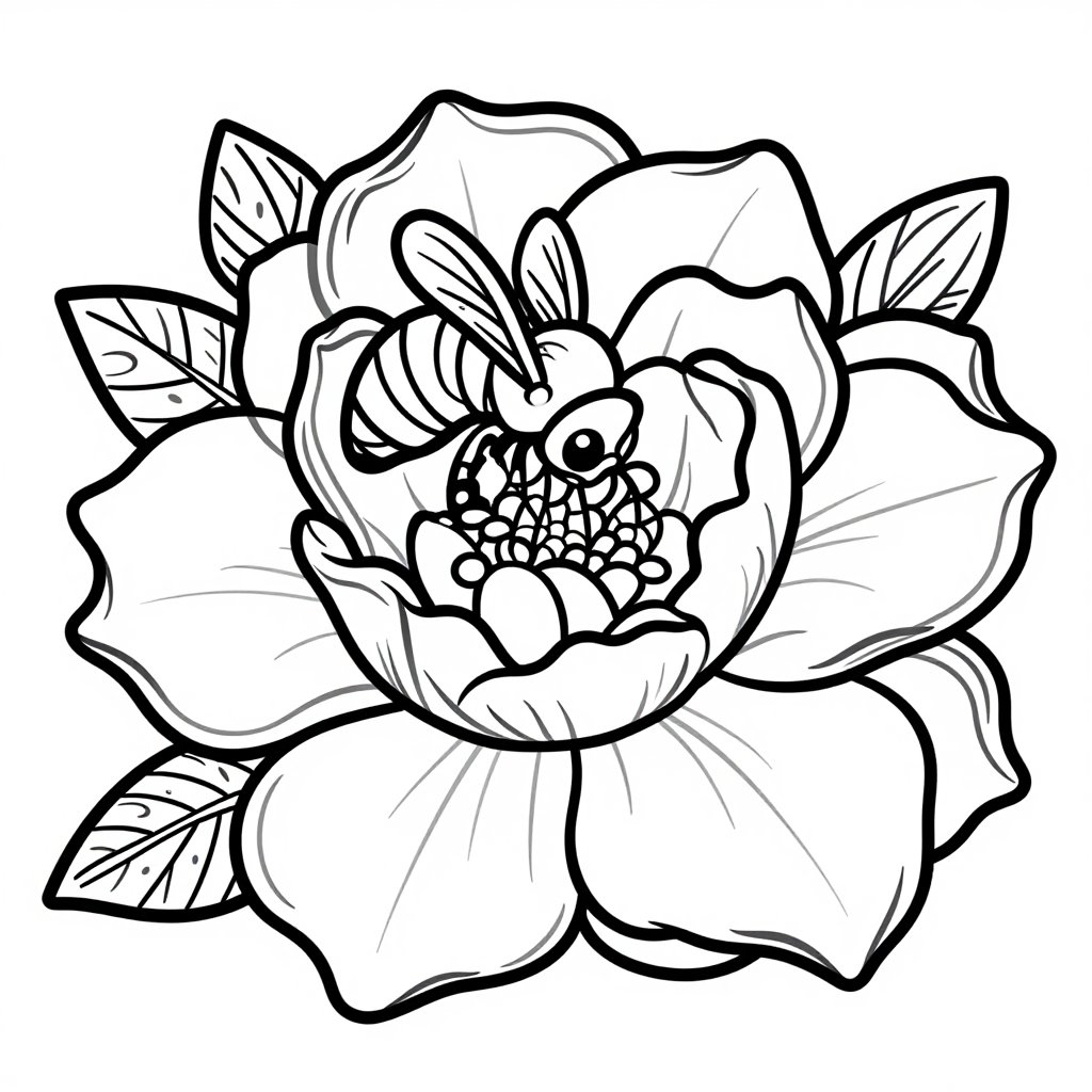 Gardenia Bush - free printable coloring page