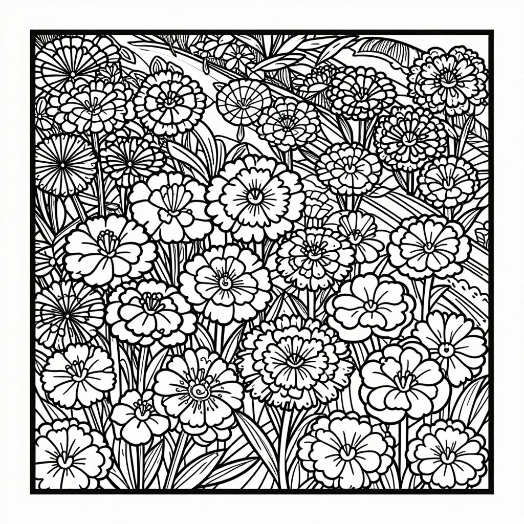 Gardenia and Bees - free printable coloring page