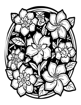 Gardenia at Night - Free printable coloring page
