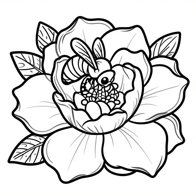 Gardenia Bush - Free printable coloring page