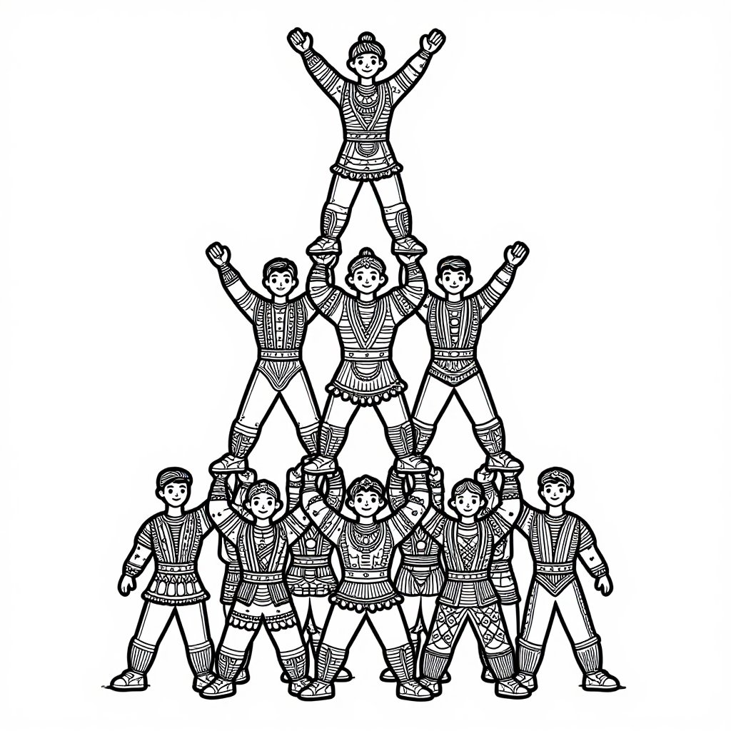 Acrobat Pyramid - free printable coloring page