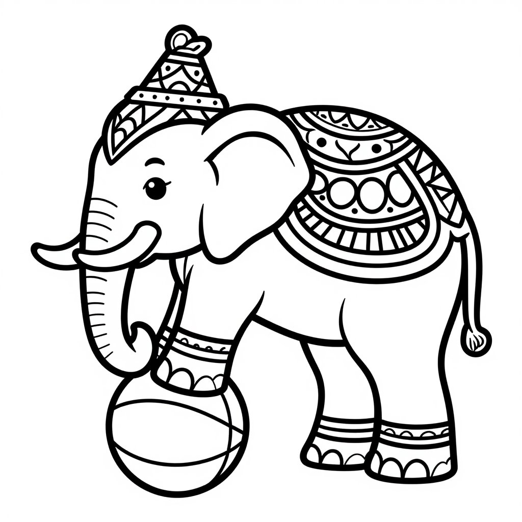 Circus Elephant - free printable coloring page