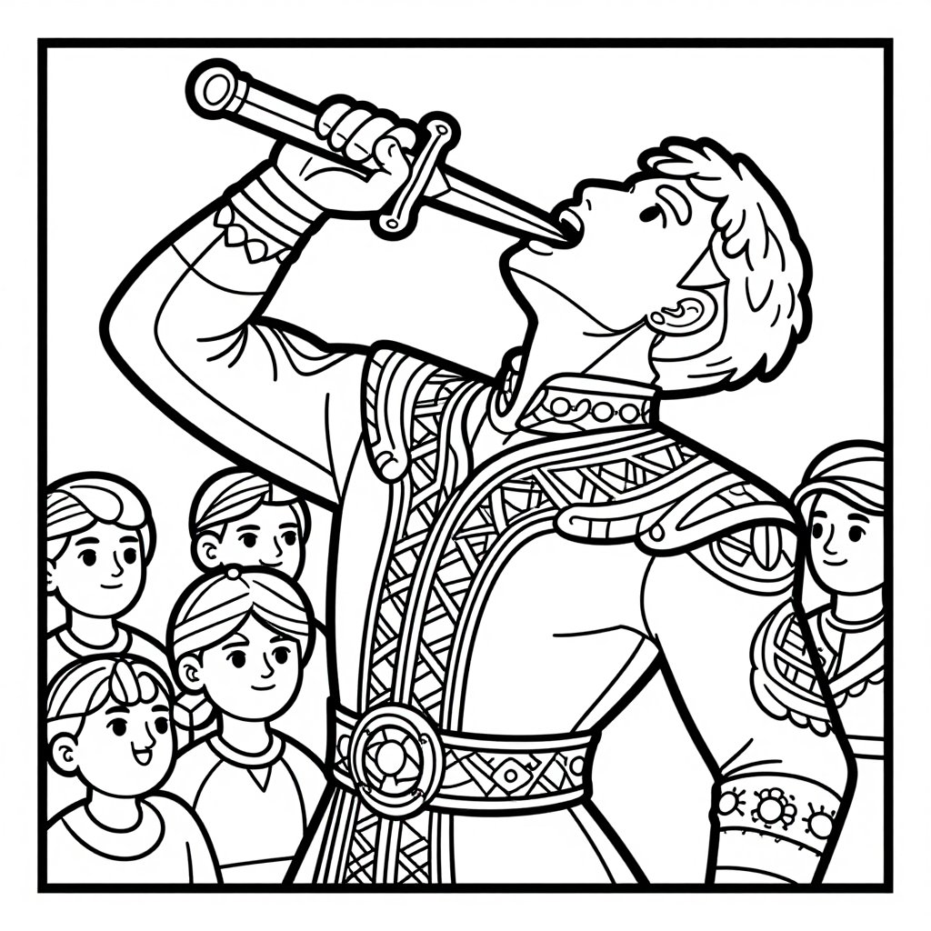 Sword Swallower - free printable coloring page