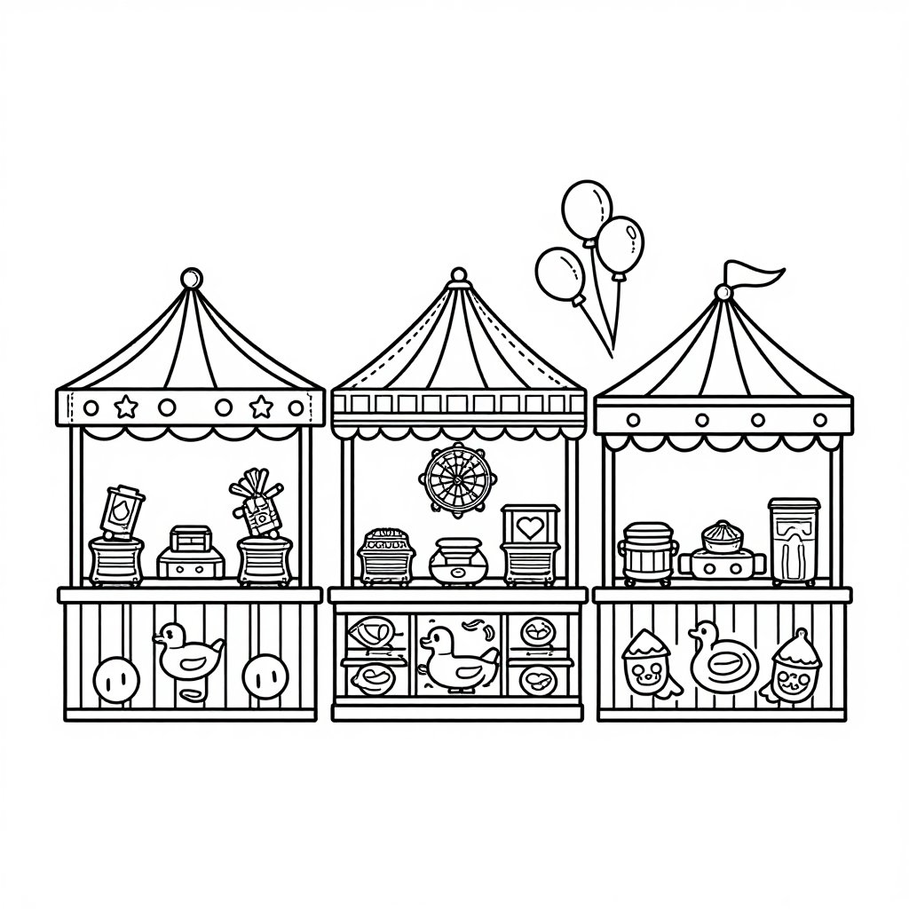 Carnival Games - free printable coloring page