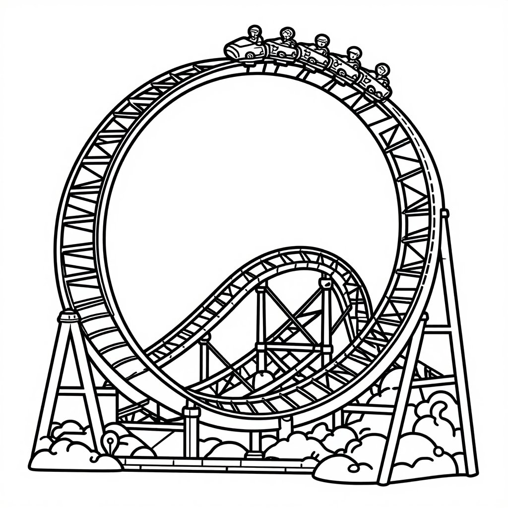 Roller Coaster - free printable coloring page