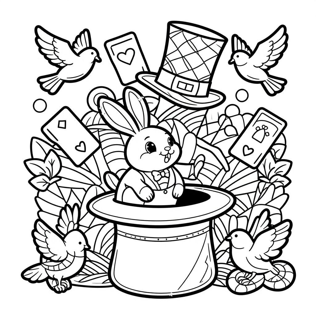 Magician - free printable coloring page