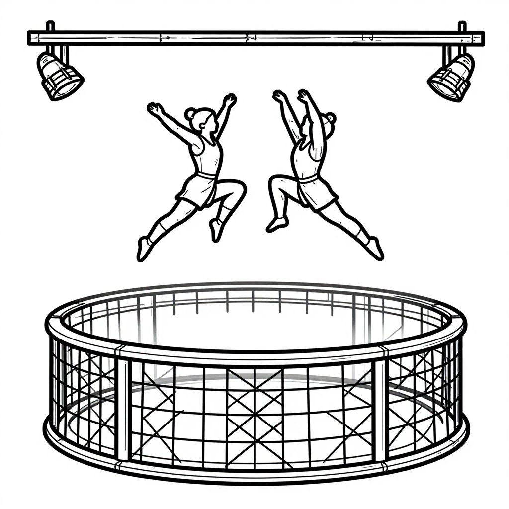 Trapeze Artists - free printable coloring page