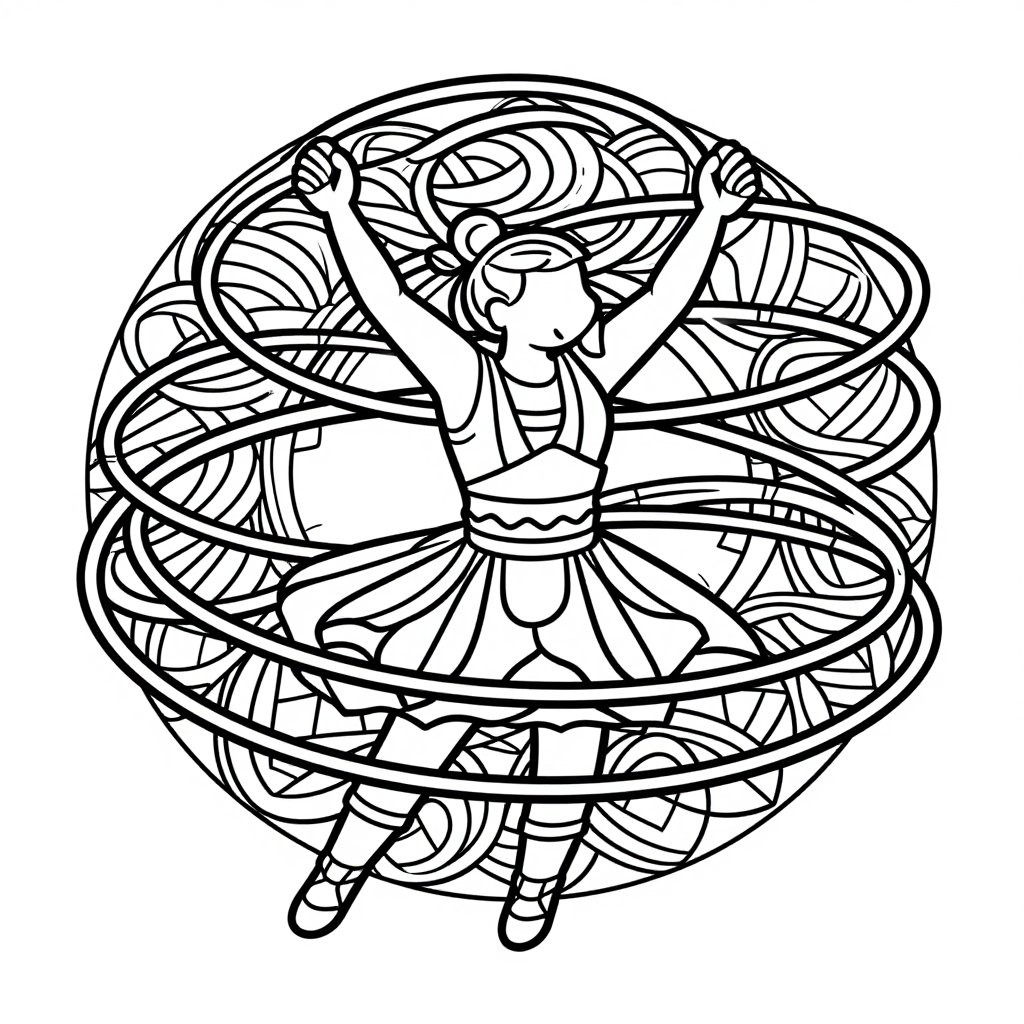 Hula Hoop Performer - free printable coloring page