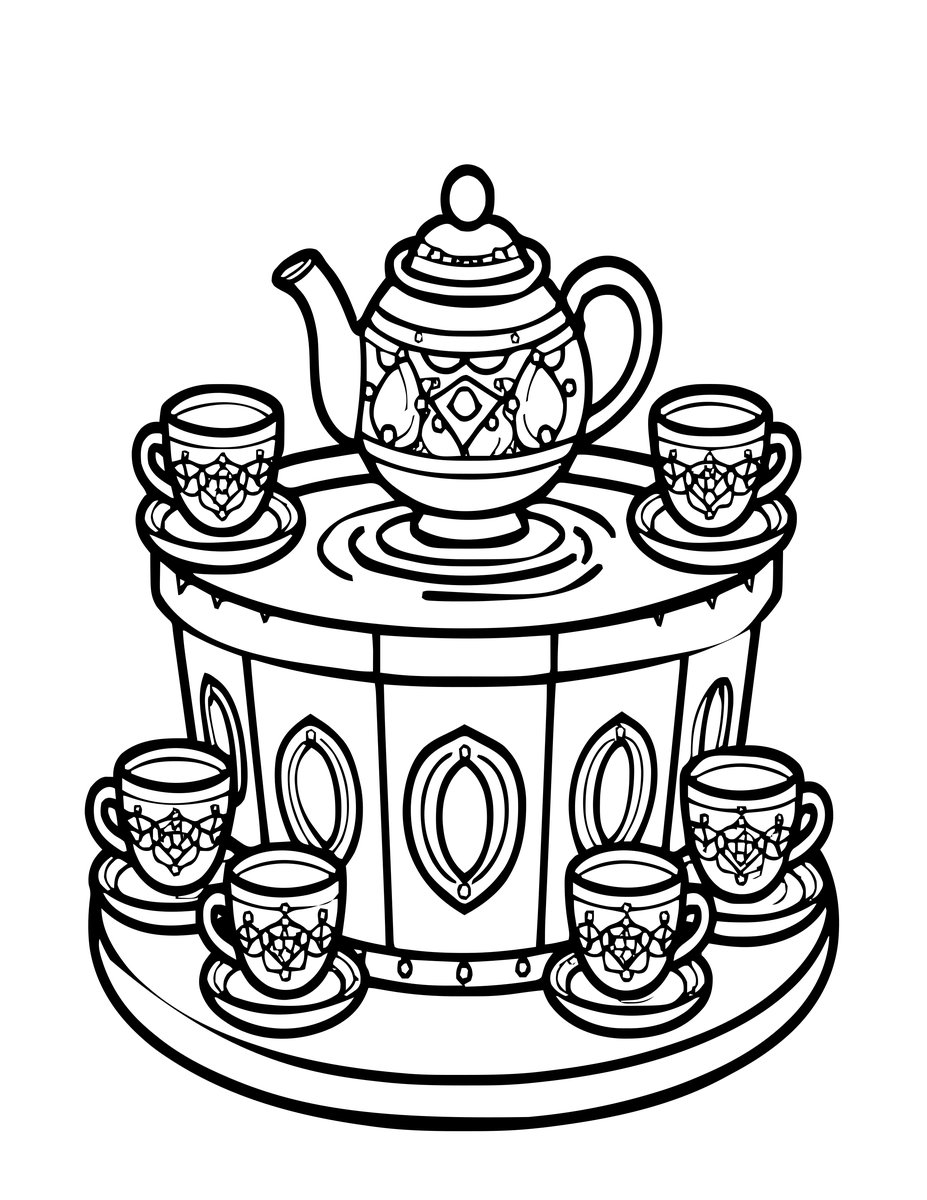 Spinning Teacups - free printable coloring page