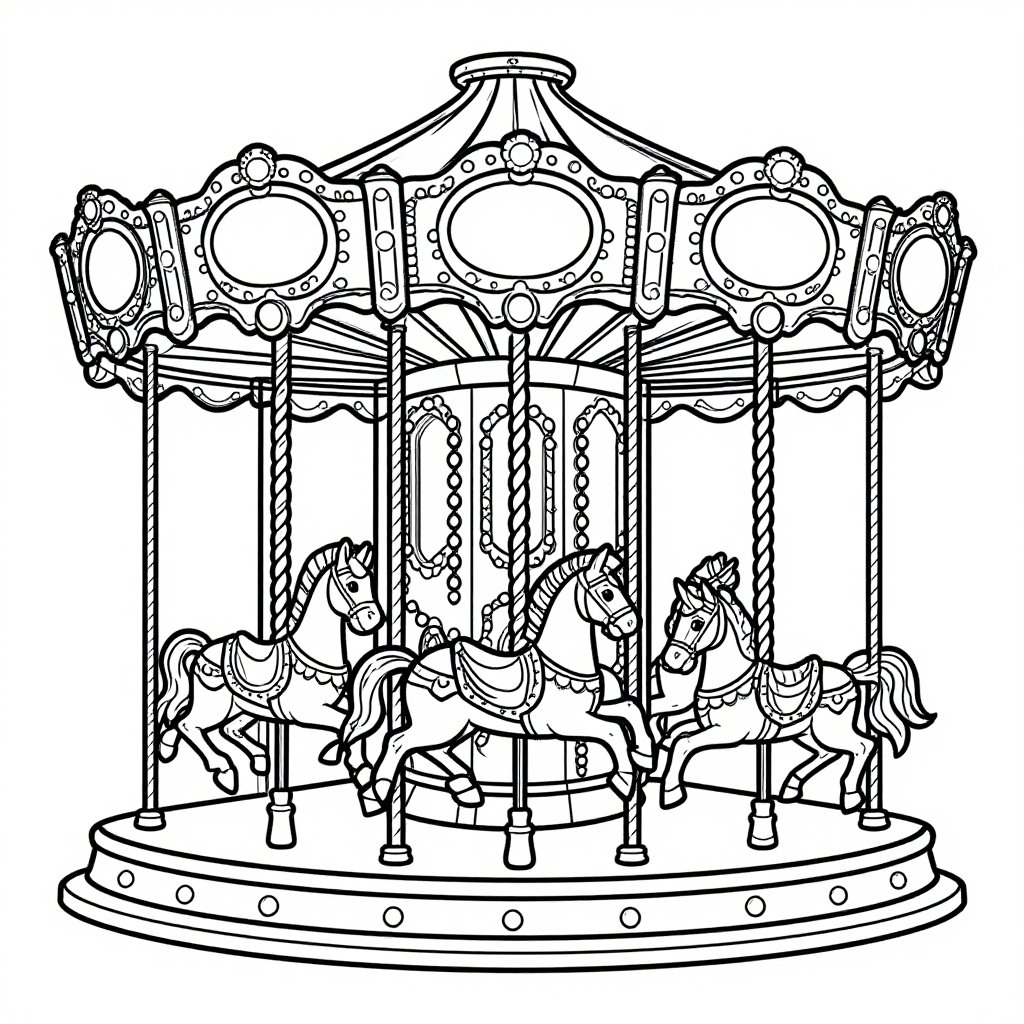 Carousel - free printable coloring page