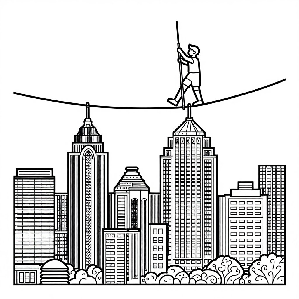 Tightrope Walker - free printable coloring page