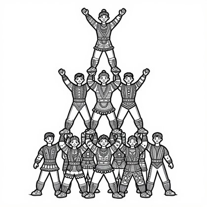 Acrobat Pyramid - Free printable coloring page