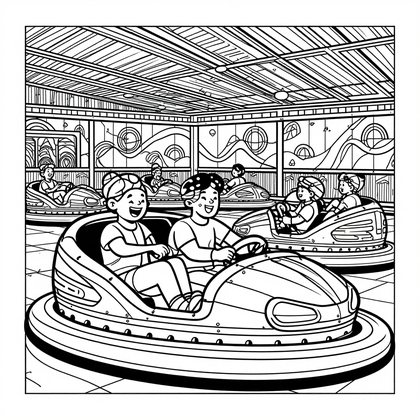 Bumper Cars - Free printable coloring page