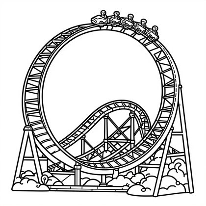 Roller Coaster - Free printable coloring page