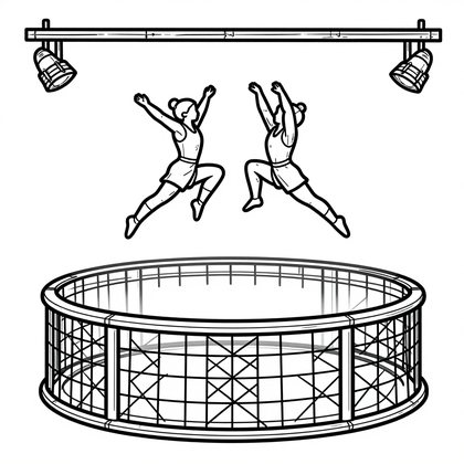 Trapeze Artists - Free printable coloring page