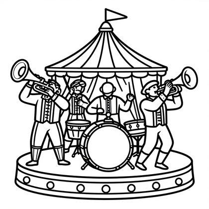 Circus Band - Free printable coloring page