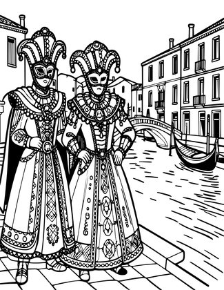 Venetian Carnival - Free printable coloring page