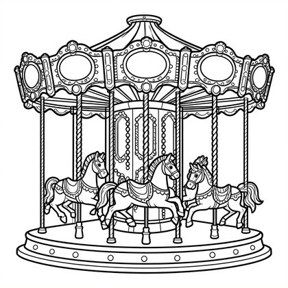 Carousel - Free printable coloring page