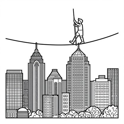 Tightrope Walker - Free printable coloring page