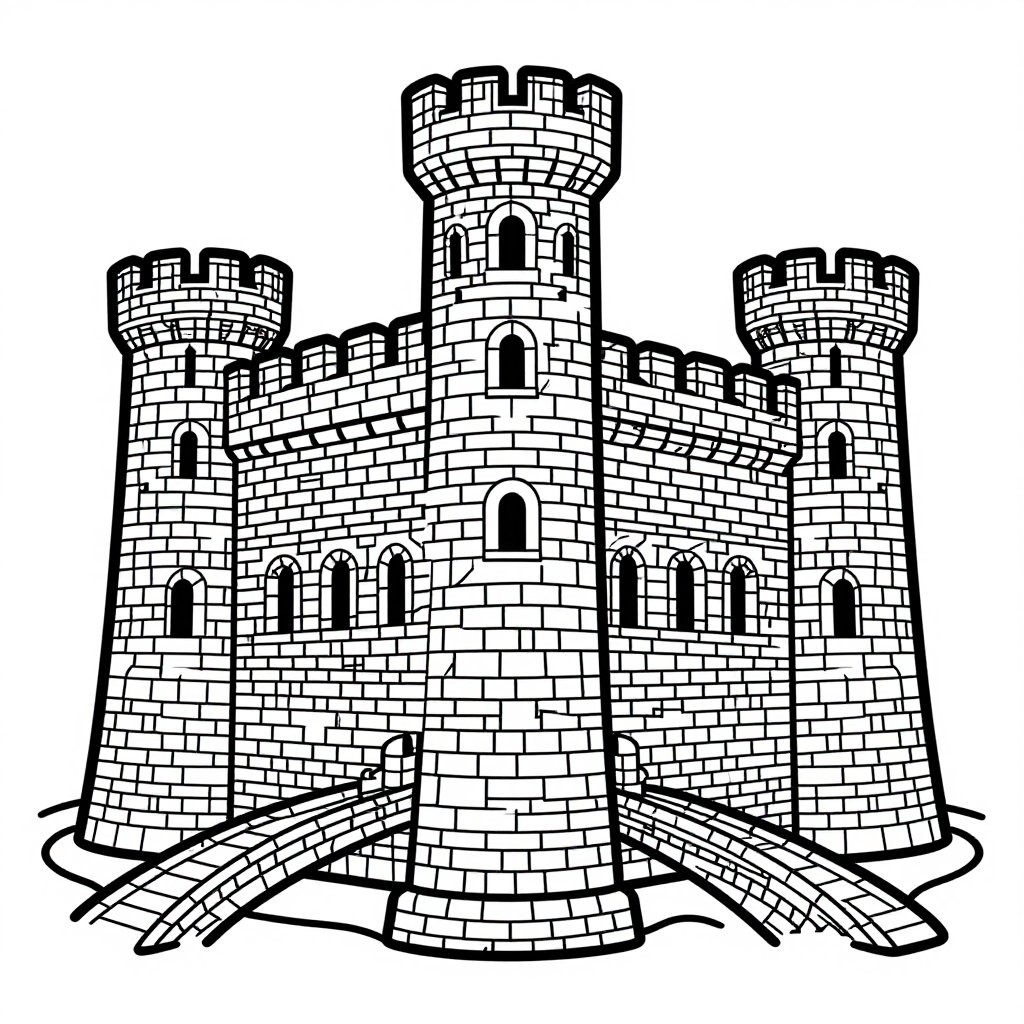 Medieval Castle - free printable coloring page