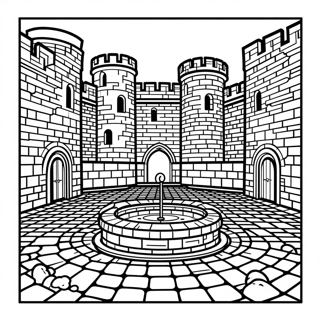 Ruined Castle Tower - free printable coloring page
