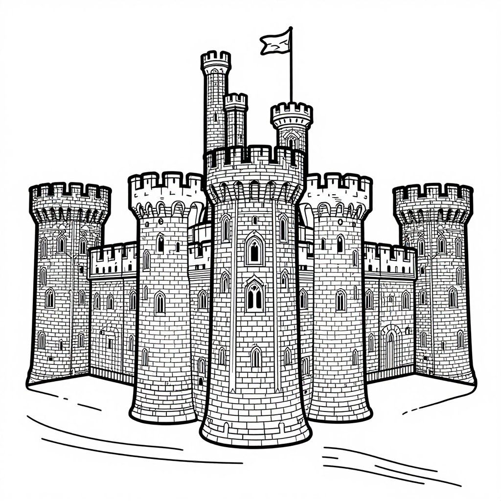 Castle Courtyard - free printable coloring page