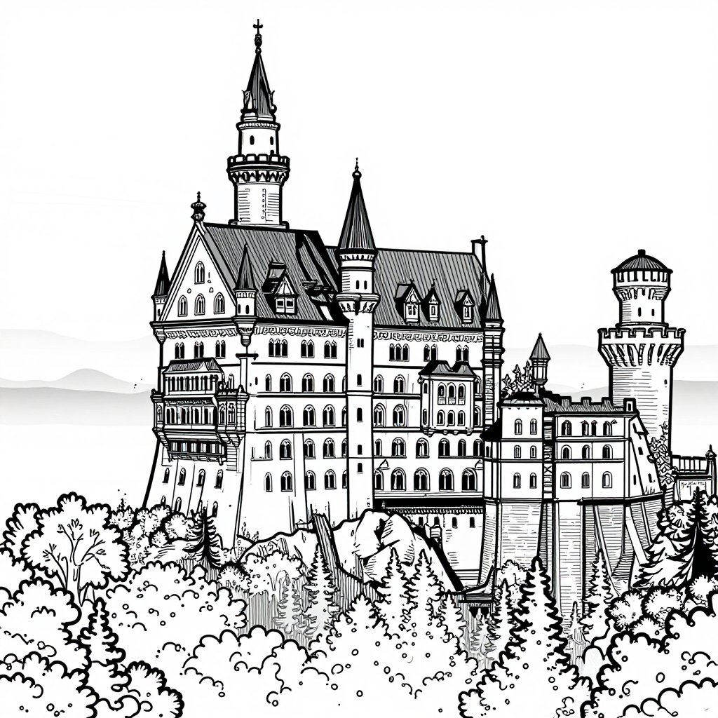 Chateau de Chambord - free printable coloring page