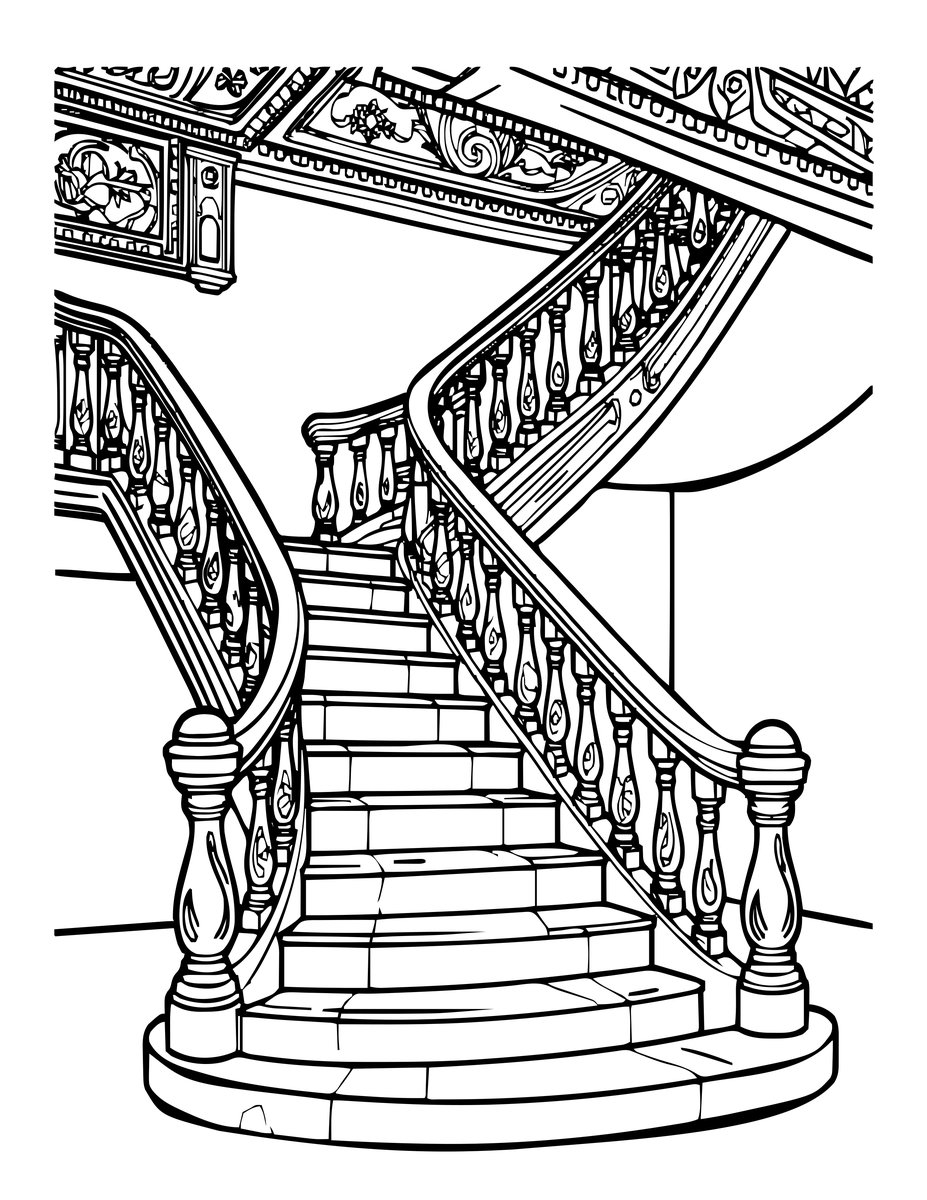Palace Grand Staircase - free printable coloring page