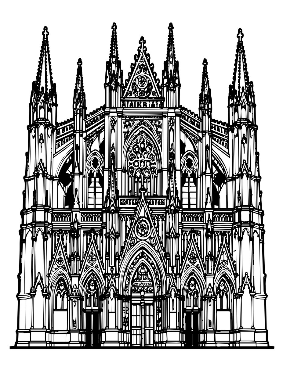 Cathedral Palace - free printable coloring page