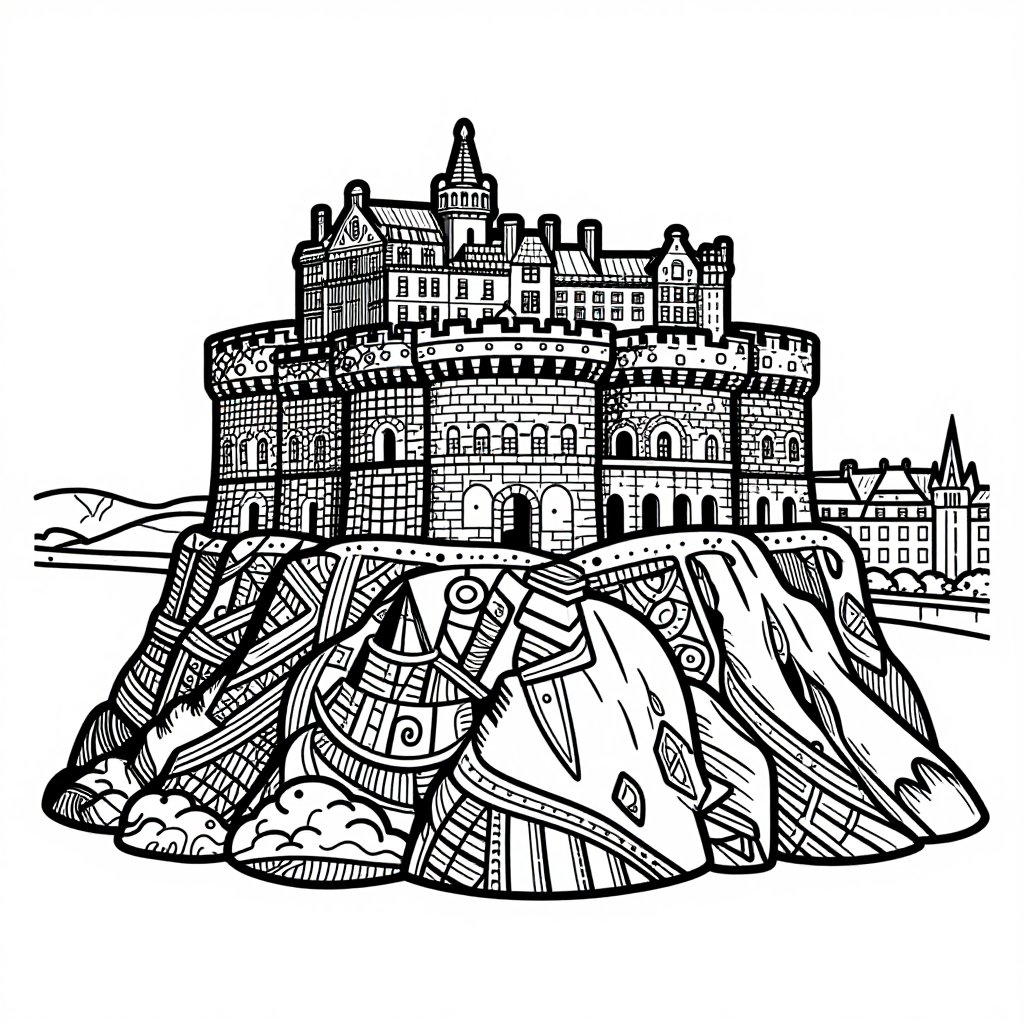 Edinburgh Castle - free printable coloring page