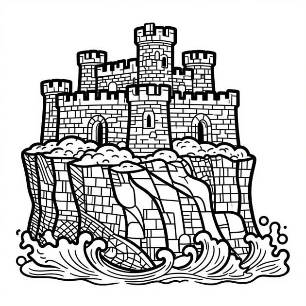 Castle Gatehouse - Free printable coloring page