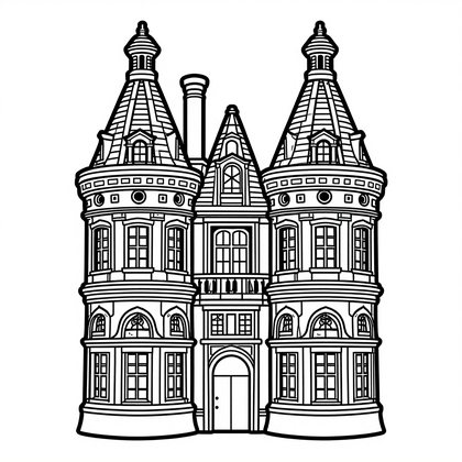 Castle Courtyard - Free printable coloring page