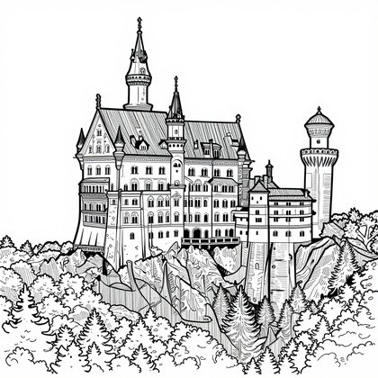 Fantasy Castle - Free printable coloring page