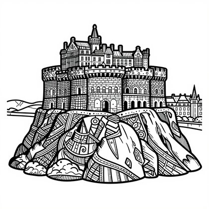 Castle Drawbridge - Free printable coloring page