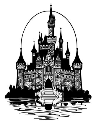 Castle by Moonlight - Free printable coloring page