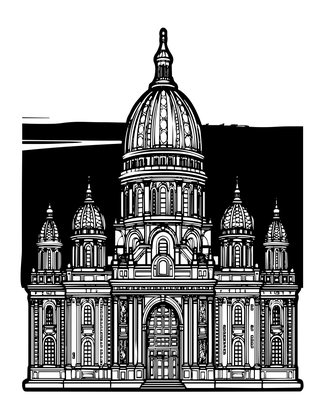 Palace at Sunset - Free printable coloring page