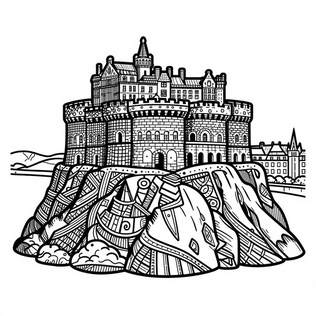 Edinburgh Castle - Free printable coloring page