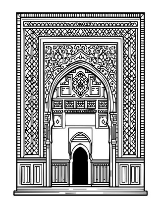 Alhambra Palace - Free printable coloring page