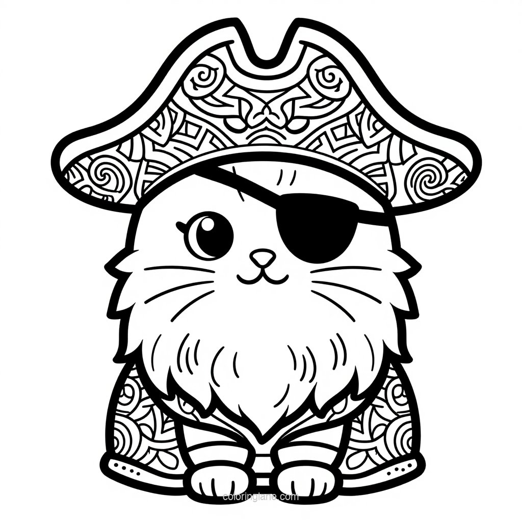 Pirate Cat - free printable coloring page