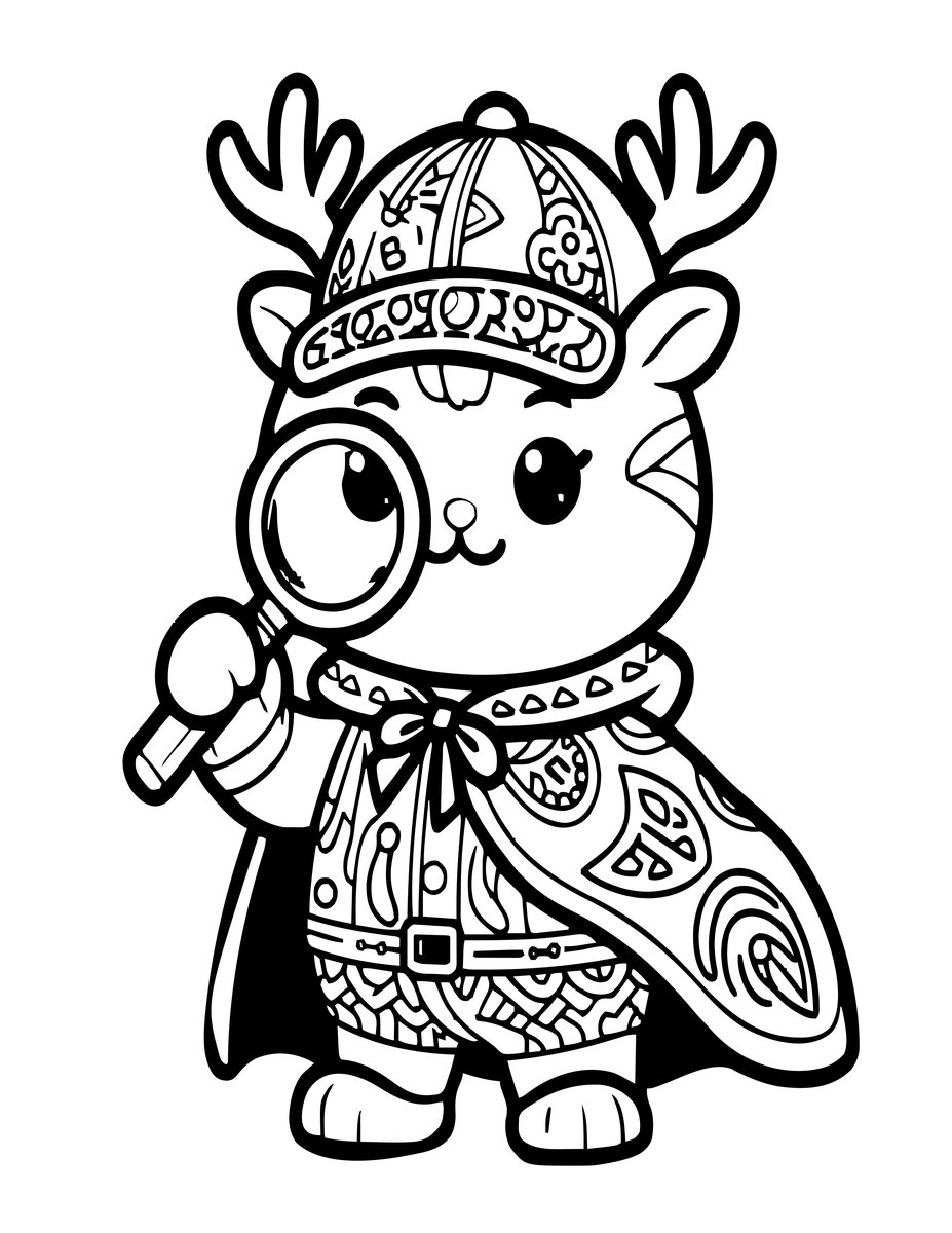 Sherlock Cat - free printable coloring page