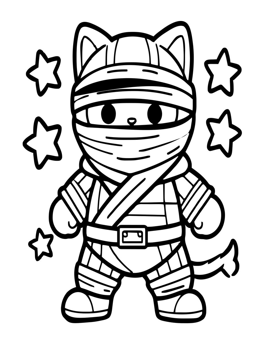 Ninja Cat - free printable coloring page