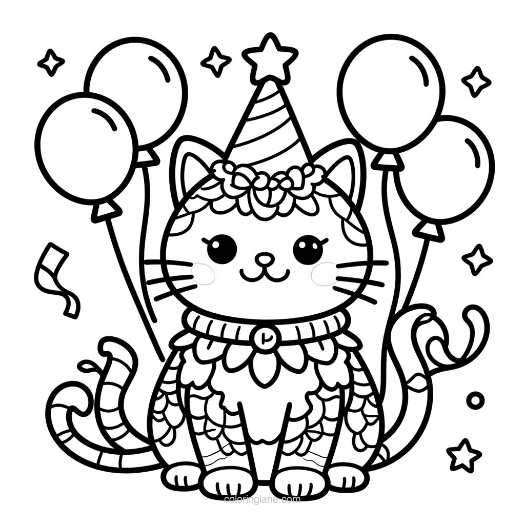 Diver Cat - free printable coloring page