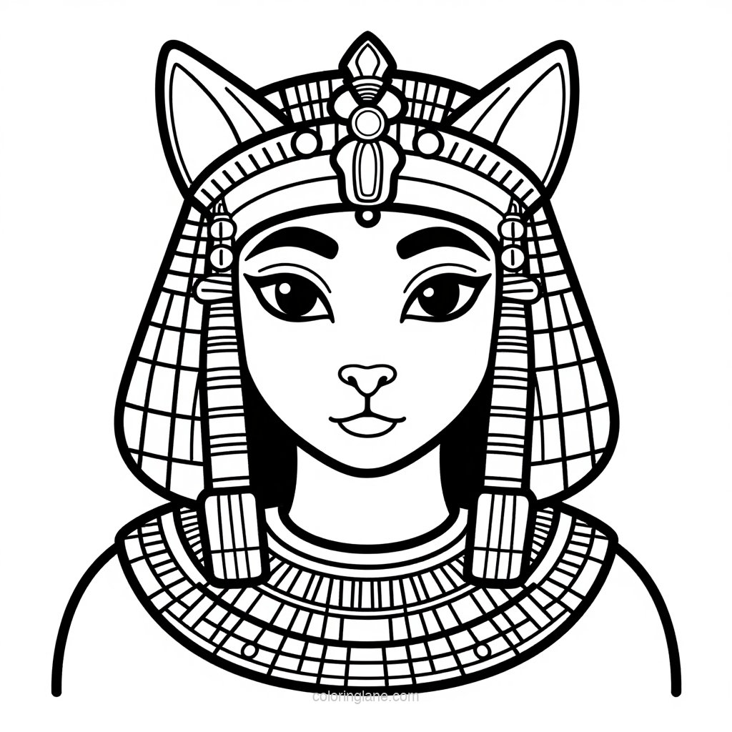 Cleopatra Cat - free printable coloring page