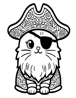 Pirate Cat - Free printable coloring page